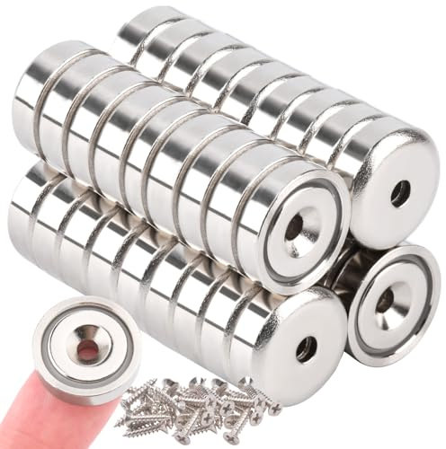 MIN CI 36Stück Neodym Magnete mit Loch, 6kg(13lbs) Magnete zum Schrauben 16mm Runder Neodym Magnete Extra Stark Flach Magnet mit Gewinde Magnet zum Anschrauben