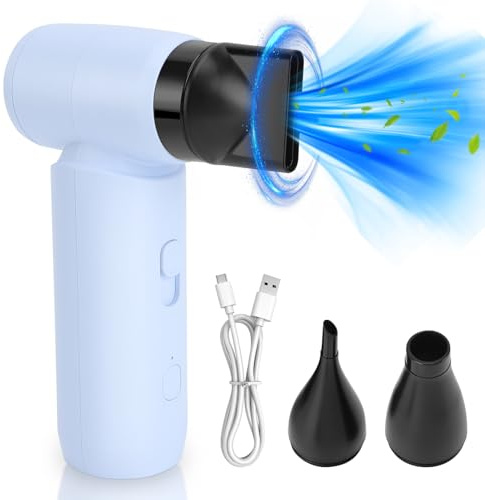 Ausla Dépoussiéreur à Air Comprimé, Souffleur de Poussière Électrique 80 000 TR/Min, Portatif, Rechargeable, avec 3 Buses