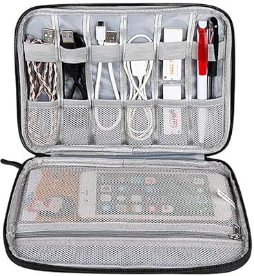 Kabeltasche,Kabel Organizer Tasche Kabel Organizer Bag Power Bank Extenal Batterieladegerät Reisetasche for 7.9 iPad Mini Fall USB Flash-Laufwerk-Stick-Festplattenspeicherung(Single Layer Black)