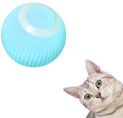 NXPUXP Katzenspielzeug Elektrisch Katzenball,Katzenball mit LED-Licht,360 Grad Rollender Ball,Interaktives Katzenspielzeug,Wiederaufladbares Interaktives Ball (Blau)