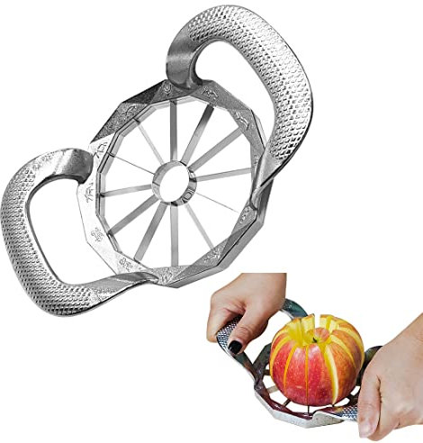 Apple Slicer, Apple Corer, All-Metal Construction Apple Slicer and Corer with 12 Stainless Steel Blades, Large Apple Cutter for Up to 4 Inches Apples with Comfortable Wider Non-Slip Handle