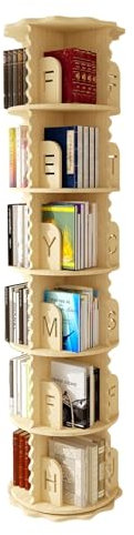 CLLBANT Rotierendes Bücherregal, 2/3/4/5/6 Ebenen, hölzernes CD-Regal, bodenstehendes drehbares Bücherregal-Aufbewahrungsregal, einfache Montage für das Wohnzimmer im Büro, Arbeitszimmer