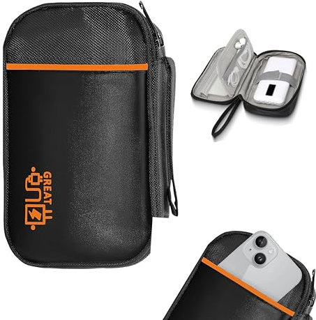 ZWWOGE Organizador de Cables de Viaje,Bolsillo delantero con abertura,Bolsa para Cables Electrónicos,Bolsa Organizadora de Cables para Cargadores,Memorias USB,Tarjetas SD y Accesorios Adaptadore,Negro