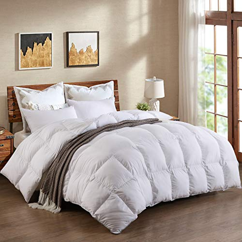 Duck or Goose Down Feather Duvet Quilt Luxury Comforter Deluxe, Super Soft, 3D Baffle Boxes design, Anti Allergy, Double Stiched piping, Best Hotel Quality (Single 13.5 Tog, Goose Down Feather)