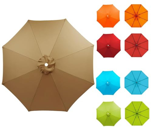 Toile de Rechange pour Parasol de Jardin, 2.30m/2.70m/3.0m/3.5m, 8 Baleines Toile De Rechange Pour Parasol Déporté, Housse De Rechange Pour Parasol De Terrasse Plage(Green,7.5FT/2.30M)