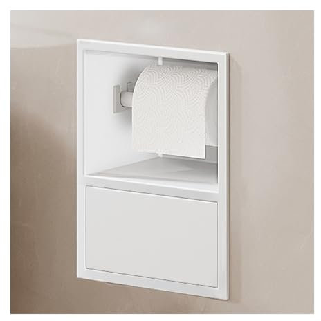 TMKDNNKG Shower Niche, Stainless Steel Embedded Wet Room Alcove, Shampoo Toiletry Toilet Paper Waterproof Storage Shower Organiser, Home Bedroom Kitchen Bathroom Shelves (Color : White, Size : 23x1