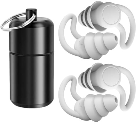 IKOPFLN Tapón oído Moto,2 pares tapones oidos ruido dormir de silicona con contenedor de aluminio, 32 dB para reducción de ruido para reducción de ruido, durmientes de lado, ronquidos, trabajo