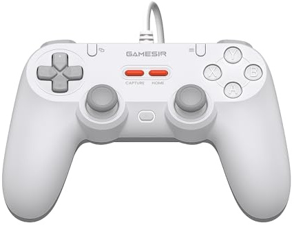 GameSir Tegenaria Lite Controlador Cableado para PC, Tasa de Sondeo 1000Hz, Joysticks de Efecto Hall y 2 Botones Remapeables,Turbo, Mando para Juegos en Steam/Android/iOS/Switch (Blanco)
