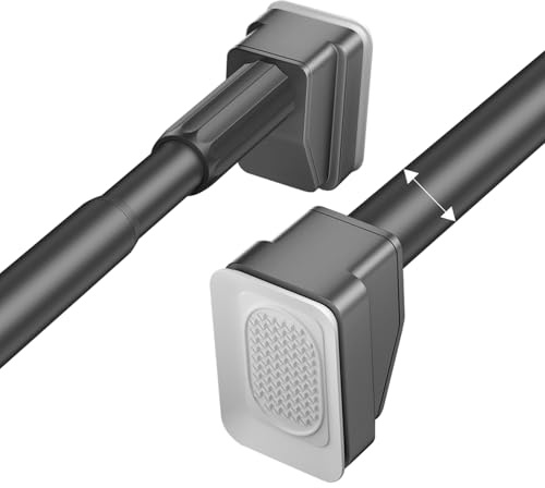 Asta telescopica per tenda da doccia, 40-490 cm, senza trapano, regolabile, in acciaio inox, facile da montare, con morsetto per bagno e armadio (grigio rotazione a 360°)