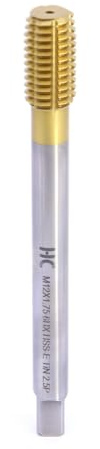 HC Maschinentechnik 1 formateur de filetage HSSE DIN 2174 TiN, 6HX, rainures de graissage, sans copeaux, pour filetage métrique ISO M3-M12 en acier, acier inoxydable, titane et aluminium (M10 x 1,5 mm