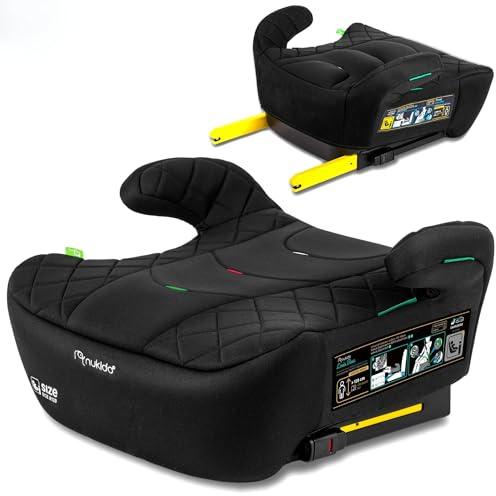 Nukido Sitzerhöhung Auto Kindersitzerhöhung - 22-36 kg - Kindersitz Autositz - i-Size ISOFIX - 125 Bis 150 cm - Schwarz
