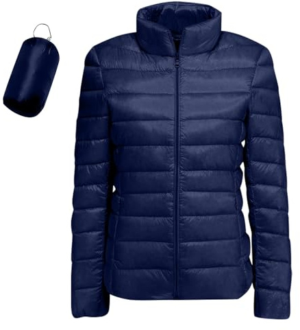 ZRYAZQ Steppjacke Damen Leicht Ohne Kapuze Daunenjacke Damen Winter Warm Winterjacke Stepp Stehkragen Puffer Jacke Winter Outdoor Zipper Leichte Steppmantel Übergang Jacken mit Taschen Kuschelig