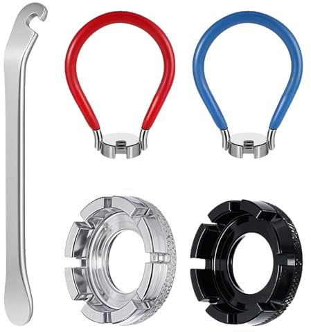 Andibro 5PCS Universal Bike Spoke Wrench Set, Bicycle Spoke Tool Kit with Tire Lever Bicycle Wheel Spoke Truing Tool for Adjust Bicycle Wheel Tension
