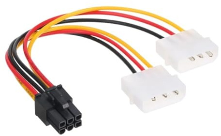 LLHCF Cable adaptador GPU doble D de 4 pines a 6 pines para tarjeta gráfica, cable adaptador para fuente de alimentación, accesorios de computadora, cable de extensión de alimentación resistente