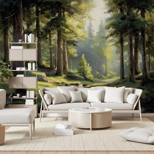 Gaqinhh Forêt Tropicale Nature Papier Peint Panoramique, Forêt Ruisseau Paysage Papier Peint Intissé, Tapisserie Murale Cuisine Salle de Bain, Décoration Murale Chambre, 150 x 105 cm