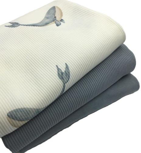 Stoffpaket Jersey-Paket Ribstrick Jersey | Rippenjersey | schmale Rippen | viele Designs | Ökotex (Wal, stahblau)