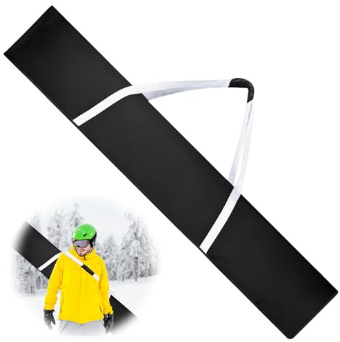 PYserne 185 cm Skitasche, Skisack für 1 Paar Ski mit Griff und Schulterträger Wasserabweisender Rolltop Skisack Verstellbare Skitasche für Snowboards Ski und Stöcke