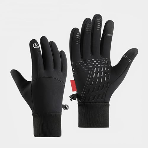 PAKESI Wasserdicht Winter Fahrradhandschuhe Warm, Winddicht und wasserdicht | Gefütterte Radhandschuhe mit Fleece Liner mit Touchscreen-Funktion, Perfekt für Kalte, Nasse