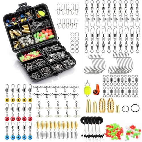 Nadinsta 230pcs Fishing Lures Mixed, Sea Fishing Tackle Kit with Tackle Box