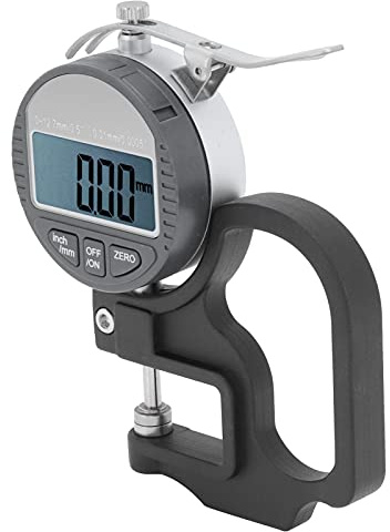 ViaGasaFamido Spessimetro Digitale, Struttura in Lega di Zinco, Ampio Schermo LCD, per Misurare Tessuto, Carta, Pelle, Strumento Efficiente e Portatile