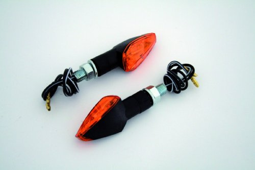 Blinker PEAK,schwarz, gelbes Glas, kurzer Stiel, 12V/21W Halogenbirne, E-gepr... | Mini-Blinker-Paar mit kurzem 18-mm-Stiel, Kopf 46 × 27 × 27 mm, Kunststoff, dreieckig, universal, ECE geprüft, 2 Stück im Set