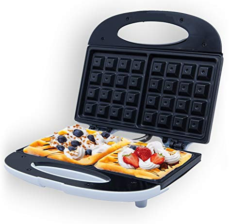 adler ad311 Gofrera Doble Antiadherente, 700W, Libre de BPA, 0 Decibeles, Polímero, Blanco