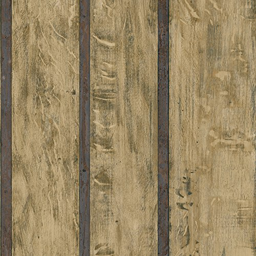 Ugepa J68208 Papier peint intissé Motif porte de grange en bois Marron