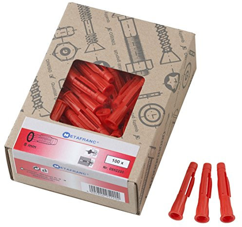 Metafranc Universal, Diameter, Pack of 100, for attaching Solid and Hollow Building Materials, All-Purpose, Expansion, Cavity dowels, Triple Wings, 952200, red, Ø 8 mm