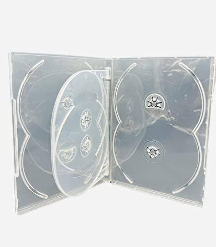 Dragon Trading Clear 6 Disc CD DVD BLU RAY Disc Case 6 Way Case To Hold 6 Disc With 14mm Spine. Outer Sleeve For Holding Artwork Inlay (5)