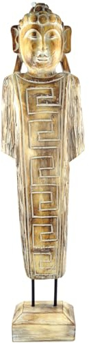 Stehender Buddha aus Balsaholz, handgeschnitzt, Dekofigur für Meditation | Einzelstück aus Indonesien, symbolisiert innere Kraft und Erleuchtung, ideal für zentrale Räume.