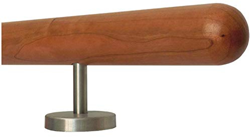 TIBU Kirschbaum Holz Handlauf Geländer 30-500cm gerade Edelstahl Halter, Länge 60 cm mit 2 gerade Halter und Enden Halbkugel gefräst