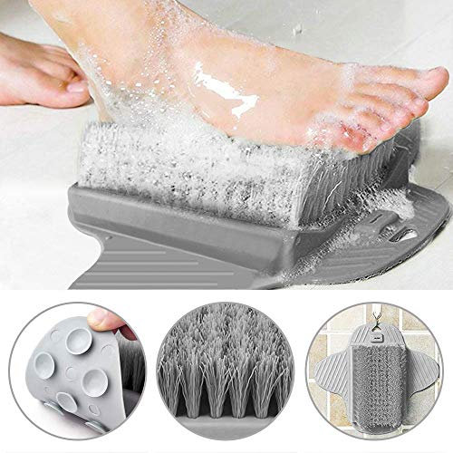 PERFETSELL Shower Foot Scrubber Mat Pad Large Foot Massager Mat with Non-Slip Suction Cups, Silicone Foots Cleaner Bath Shower Foots Brush for Feet Care Exfoliation Spa & Reduces Feet Pain, Gray
