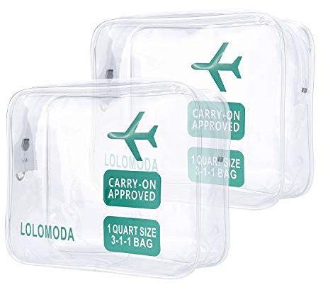 Kulturbeutel Transparenter, 2 Durchsichtige Flugzeug Beutel, Kosmetiktasche für Koffer, Kulturtasche zum Transport von Flüssigkeiten, Transparente Toilettentasche Damen & Herren (Blau)
