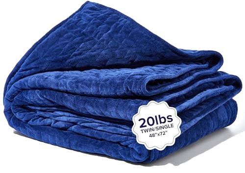 Gravity Gewichtete Decken für Erwachsene, 9 kg, Marineblau (121,9 x 182,9 cm, Doppelbett/Einzelbett) – schwere bequeme Baumwolldecke mit Glasperlen – ultraweicher, atmungsaktiver