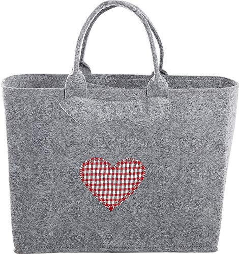 Witzgall Filz Trachtentasche 3553/56/0HR H38x20x30cm gestickten Herz Rot