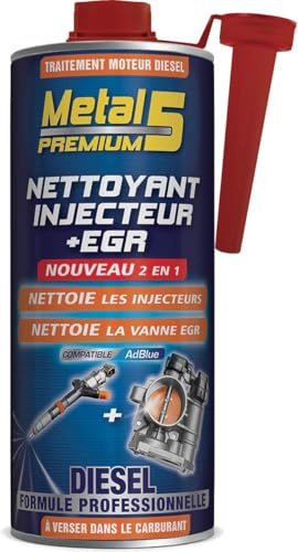 Nettoyant Injecteur + EGR Diesel - 1L - Metal 5 Premium - Nettoie et Élimine les dépôts dans l?ensemble du système d?Alimentation en Carburant - Nettoyant vanne EGR et circuit de recyclage