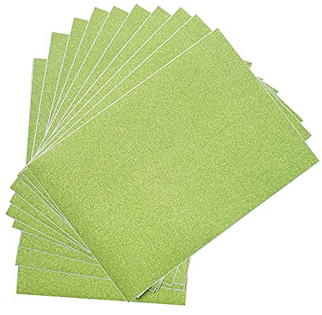 Qililandiy 10 Stück Glitzer Karton Papier Dekorpapier A4 Karte Glitzerpapier Einseitige Bastelpapier zum DIY Basteln Scrapbooking Einladungskarten (Grün)
