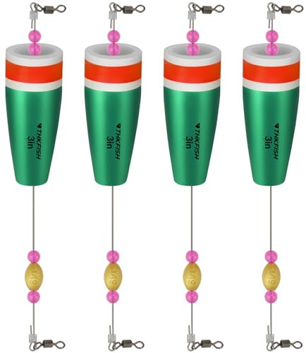 THKFISH Posen Angeln Schwimmer Angelposen Set Stahlvorfach Hecht Forelle Pose Gewichteter Knallender Schwimmer 4 Stück 28g-GRÜN