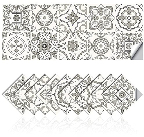Cendray Adesivi per Piastrelle Bagno e Cucina Mosaico Impermeabile PVC Autoadesivo Decorazione Stile Marocco Stile Semplici Cucina Adesivi per Bagnodesivi Fai da Te (20,10x10cm)