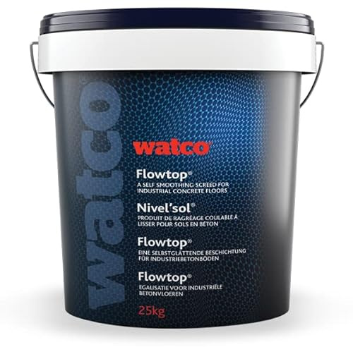 Watco Flowtop - Pourable self-Levelling resurfacer for Damaged Concrete - Fibre-Reinforced for Extra Strength - Can be Painted if Required (Mid Grey)