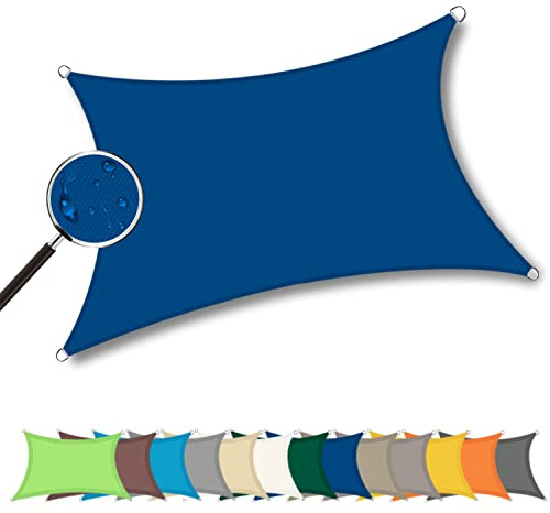 Yoosing Tenda Parasole Vela Ombreggiante 3.5x4m, Telo Parasole, Resistente al Clima con Kit di Fissaggio Professionale per Terrazze Vela Tenda da Sole - Blau