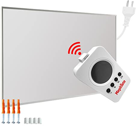 Mephisto Infrarot Heizung Leistung in Watt:1200W, Zubehör: Wandmontage-Set | Wand- Decken-Standheizung energiesparend Elektroheizung inkl. Fernbedienung und Thermostat WIFI APP Steuerung 300-1200W,