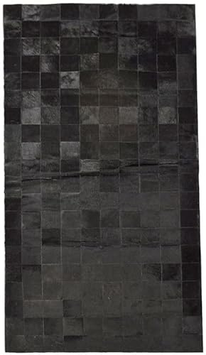 KUHFELL Teppich Patchwork SCHWARZ GEFÄRBT 100 x 200 cm FELLTEPPICH AUS ECHTEM KUHFELL RINERFELL