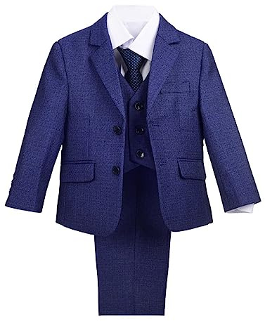Lito Angels kostymer & kavajer kostym bröllop 5-delad smoking Tuxedo set för baby småbarn barn pojkar, blå, blå, 12 månader