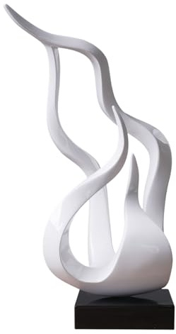 NENBOLEC Abstract Sculpture Decor Modern Art Gift Holy Flame Figurine Statue for Home Office Living Dining Room White 16.5 Inch