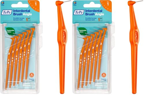 TePe Angle Interdentalbürsten, 6 Stück Einstellen, 2 Packungen mit je 12 Stück, Orange, Wiederverwendbar