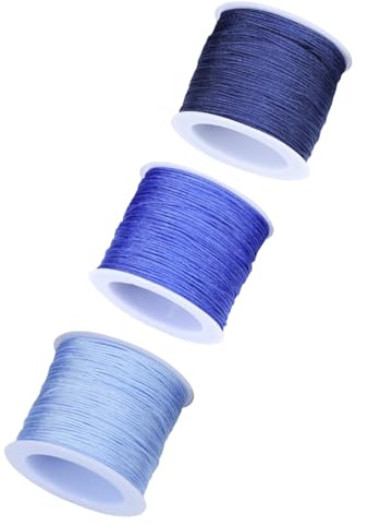 3 Rollen Makramee Garn 1mm, Schnur für Armbänder, Geschenkband Gold für DIY Handwerk Armbänder Schmuckherstellung Halsketten Handwerk (Blau,Himmelblau, Dunkelblau)