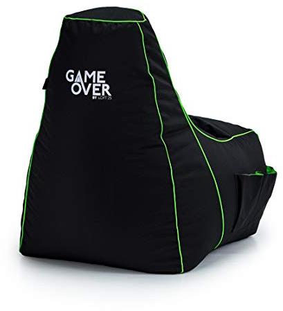 Game Over 8Bit sitzsack Kinder Mini Videospiel Bean Bag | Indoor Wasserbeständig sitzsack | Seitentaschen für Controller | Headset-Halter | Ergonomisches Design (Magischer Smaragd)