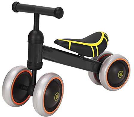 HUOLE Vélo d'Equilibre Enfants Evolutif avec Siège et Guidon Réglables, Tricycle à Pédales Convertible avec 3 Roues EVA, Draisienne Intérieur Extérieur pour Enfants 1-4 Ans (50 x 18 x 38 cm – Noir)