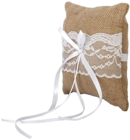 Gadpiparty Jute Und Spitzen-blumenkorb Mit Ringträgerkissen Rustikales Eheringkissen Für Landhochzeit Kissen Und Hochzeitsdekoration